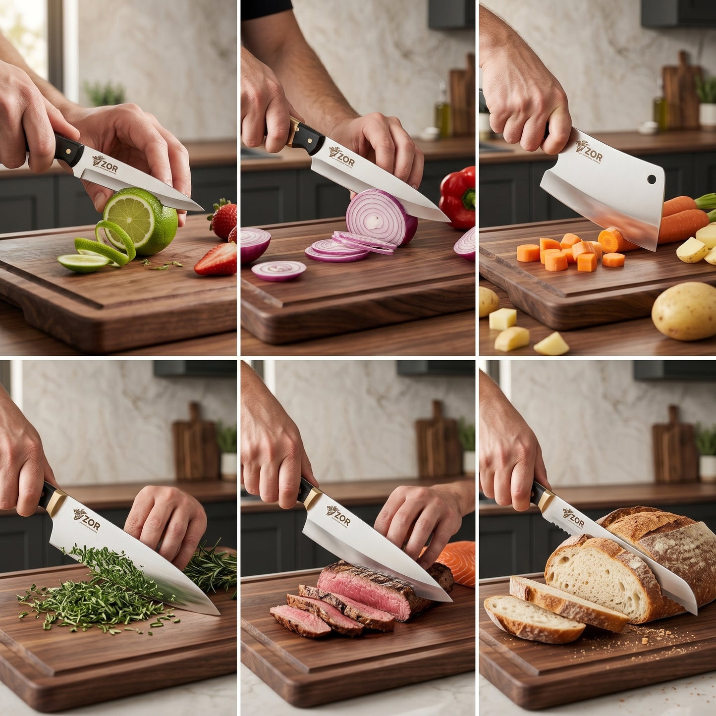 Handmade Stainless Steel Chef Knife Set - Mirror Polish Kitchen Knives