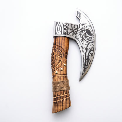 Hand Forged Pizza Cutter Axe - Premium Steel Blade & Wooden Handle