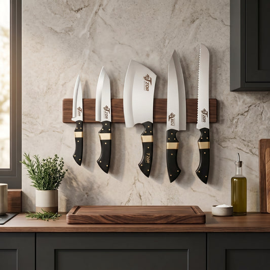Handmade Stainless Steel Chef Knife Set - Mirror Polish Kitchen Knives