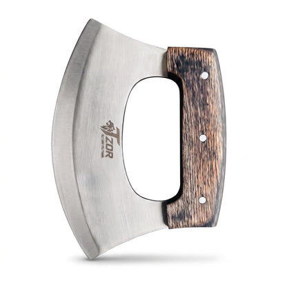 Hand Forged Ulu Knife - Premium Steel Blade & Leather Sheath
