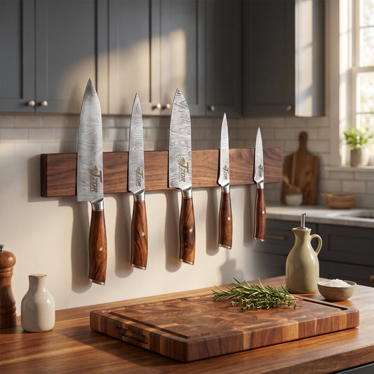 Japanese Damascus Steel 5PCS Chef Knife Set with Wooden Handles