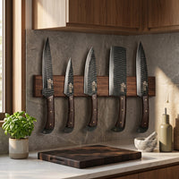 Premium Handmade Damascus Steel Knife Set With Leather Same
